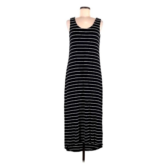 C&C California Maxi Dress Womens M Black White Nautical Striped Beach Coastal - Picture 1 of 9